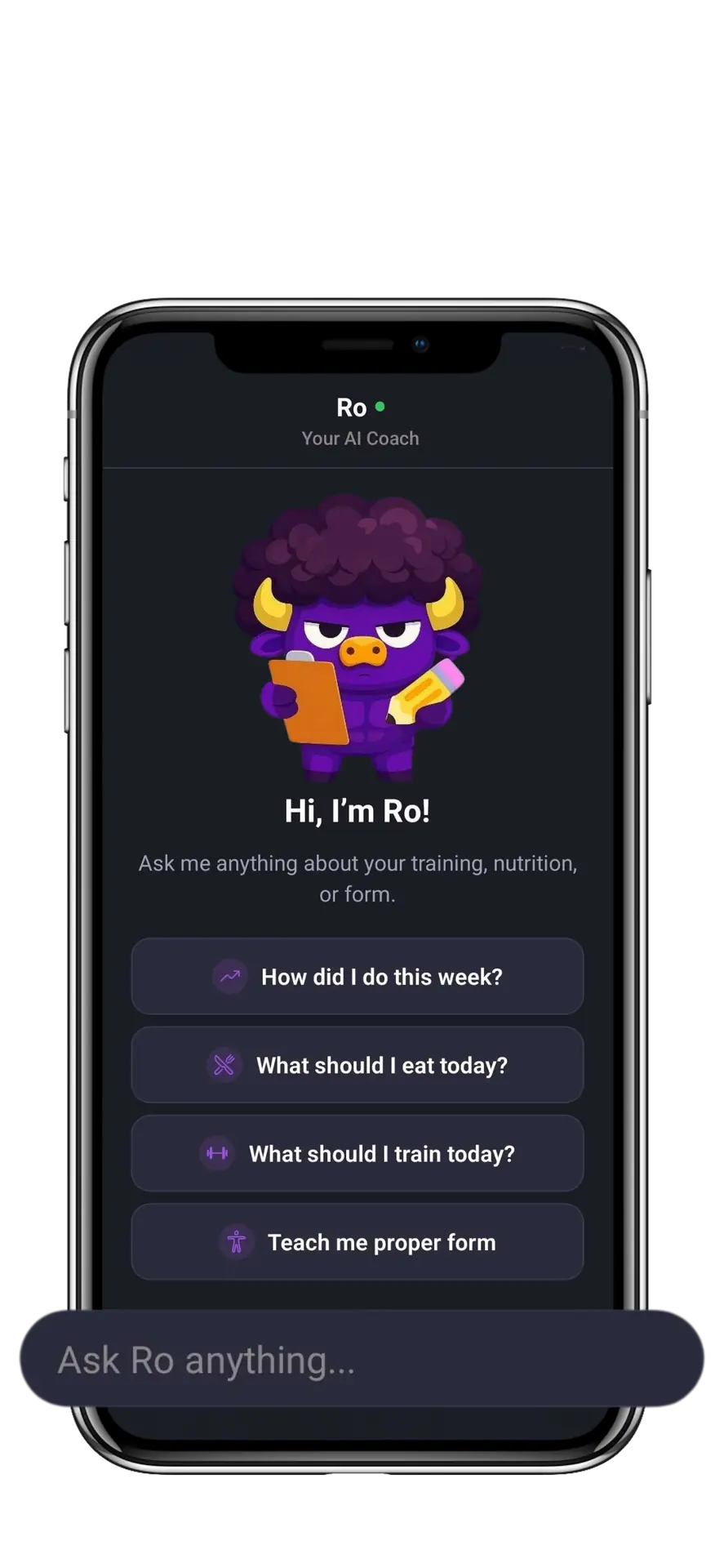 Buffro AI coach Ro chat screen
